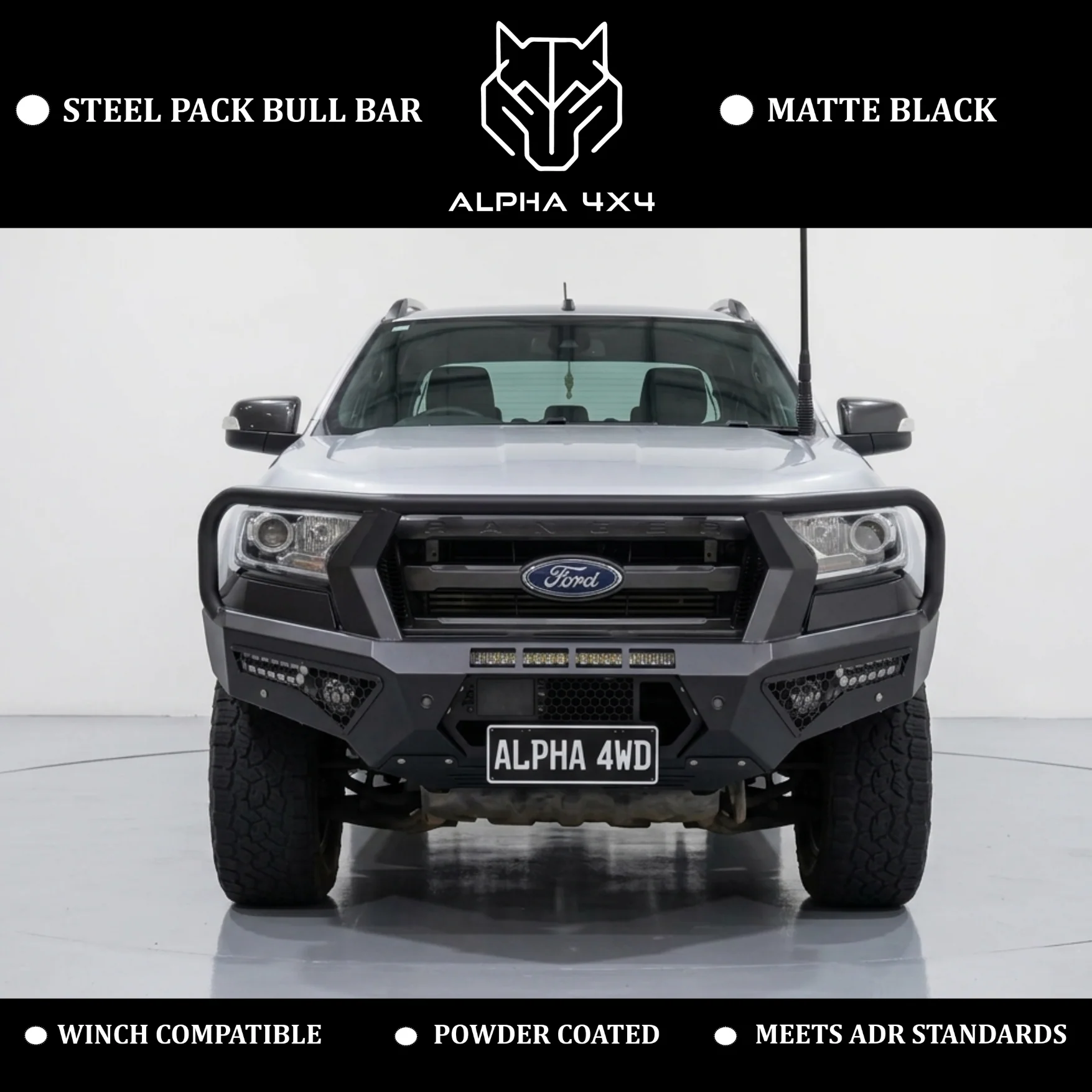 Alpha 4WD Steel Pack Bull Bar for Ford Ranger 2015 - 2017 PX 2